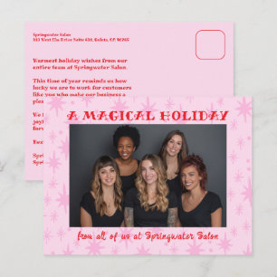 Cartão Postal De Festividades Estrelas Alegres Rosa Vermelho Natal Negócios Pers