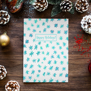 Cartão Postal De Festividades Estrelas aquarelas - turquesa