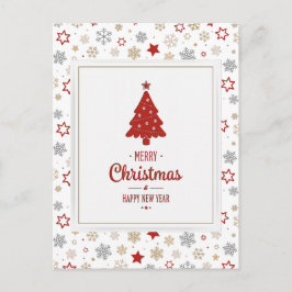 Cartão Postal De Festividades Estrelas de Natal e Padrão de Flocos de Neve