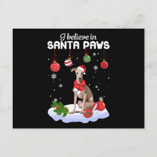 Cartão Postal De Festividades Eu Acredito No Papai Noel Galgo Italiano Presente