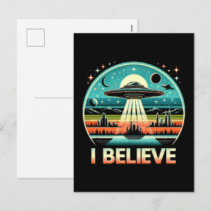 Cartão Postal De Festividades Eu acredito - OVNI