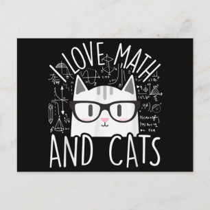 Cartão Postal De Festividades Eu Adoro Matemática E Gatos Gatinhos Bonitos