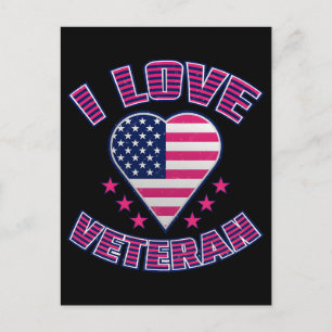 Cartão Postal De Festividades Eu Amo Camisa Patriótica de Veterano Honra Apoio M