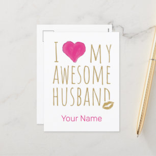 Cartão Postal De Festividades Eu amo meu incrível marido casando no aniversário