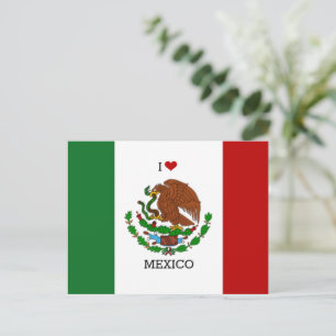 Cartão Postal De Festividades eu amo méxico - bandeira mexicana,