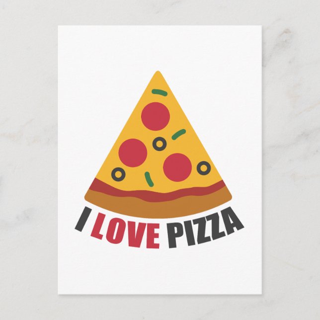 CARTÃO POSTAL DE FESTIVIDADES EU AMO PIZZA (Frente)