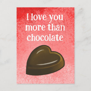 Cartão Postal De Festividades Eu amo você mais do que chocolate