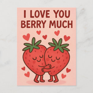 Cartão Postal De Festividades Eu Amo Você Muito Morango