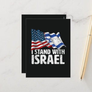 Cartão Postal De Festividades Eu Apoio Israel EUA Bandeira Americana
