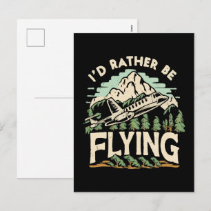 Cartão Postal De Festividades Eu Preferiria Estar Voando. Avião