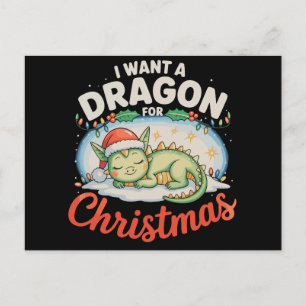 Cartão Postal De Festividades Eu Quero Um Dragão Para O Natal Luzes De Natal Do
