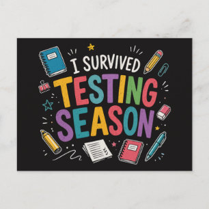 Cartão Postal De Festividades Eu Sobrevivi à Temporada de Testes Humor Escolar