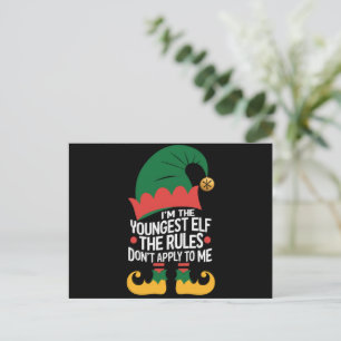Cartão Postal De Festividades Eu sou o mais jovem Elf Matching Family Christmas