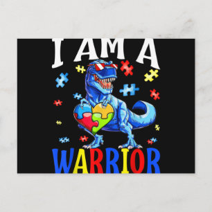 Cartão Postal De Festividades Eu Sou Um Guerreiro Autismo Família Dinossauro Aut