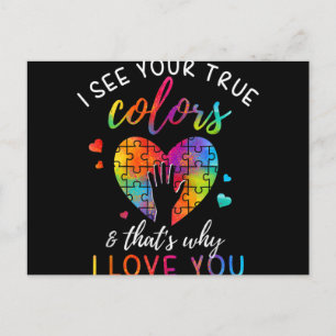 Cartão Postal De Festividades Eu Vejo Suas Verdadeiras Cores, Autismo Do Mundo Q