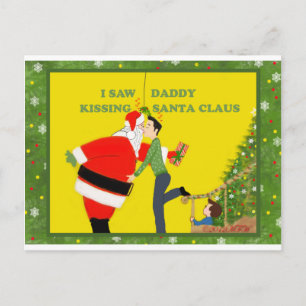 Cartão Postal De Festividades Eu Vi Pai Beijando Gay de Papai Noel