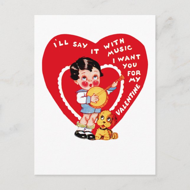 Cartão Postal De Festividades Eu vou dizer com música (Frente)