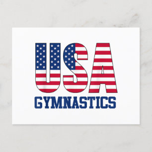 Cartão Postal De Festividades EUA com American Flag Gymnastics Sports