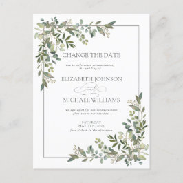 Cartão Postal De Festividades Eucalyptus Botanic Sage Green Altera A Data Ho