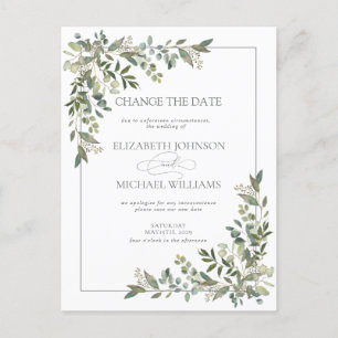 Cartão Postal De Festividades Eucalyptus Botanic Sage Green Altera A Data Ho