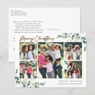 Cartão Postal De Festividades Eucalyptus Photo Gold Foil Feliz Natal