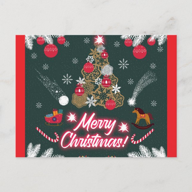 Cartão Postal De Festividades Evergreen Joy do Natal (Frente)