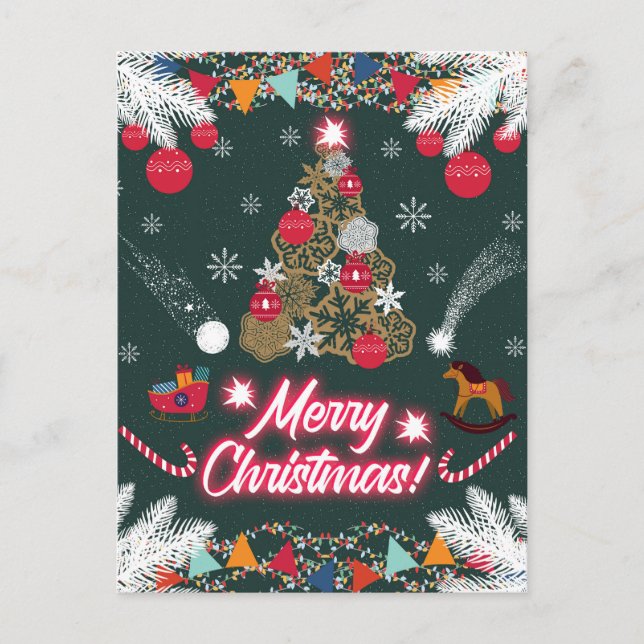 Cartão Postal De Festividades Evergreen Joy do Natal (Frente)