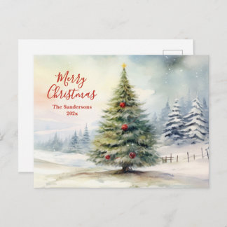 Cartão Postal De Festividades Evergreen Pine Tree Vintage Christmas Postcard