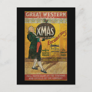 Cartão Postal De Festividades Excursões Xmas da Linha Ferroviária Ocidental do e