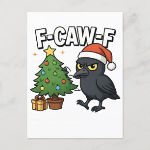 Cartão Postal De Festividades F-caw-f Natal Raven Crow Xmas Memória de Árvore