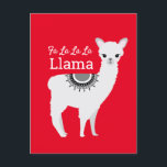 Cartão Postal De Festividades Fa la la llama Funny Red Engraçado Natal<br><div class="desc">Deseje à sua família e amigos um Feliz Natal com este cartão postal de Férias fofo e engraçado "fa la la lama". Personalize a saudação,  o endereço de retorno e o dentro de nome. Apresentando minha ilustração de lama em um fundo vermelho com tipografia moderna.</div>