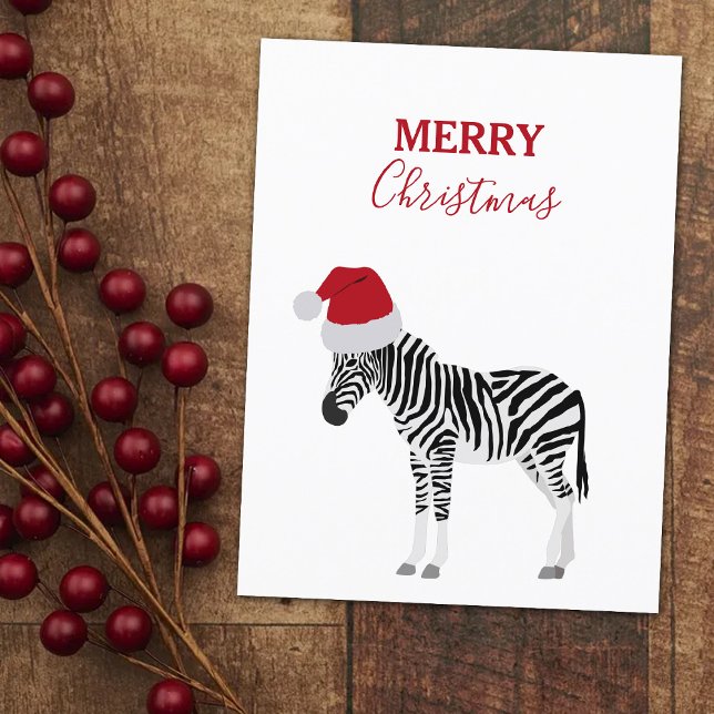 Cartão Postal De Festividades Fácil de Zebra Natal com Papai Noel (Criador carregado)