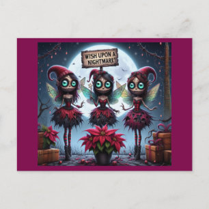 Cartão Postal De Festividades Fada de ameixa de Natal Escura