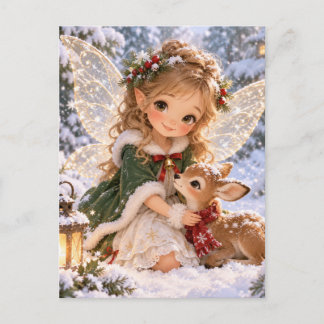 Cartão Postal De Festividades Fada de Natal fofa