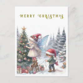 Cartão Postal De Festividades Fadas de Natal Lindas Cartão de Natal