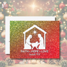 Cartão Postal De Festividades FAIE ESPERA AMOR Glitter Natal Cristão
