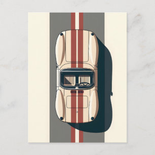 Cartão Postal De Festividades Faixa de Carro de Corrida Minimalista Retro