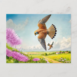 Cartão Postal De Festividades Falcões sobre Encosta de Montanha