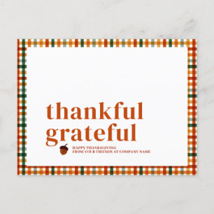 Cartão Postal De Festividades Fall Gingham Grateful Graças