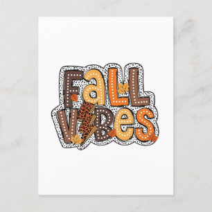 Cartão Postal De Festividades Fall Vibes Cai Deixa Pumpkin Spice Ação de Graças