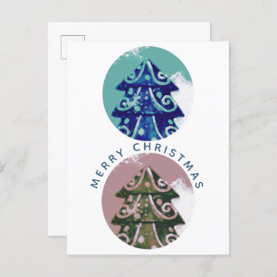 Cartão Postal De Festividades Família Artística de Árvore de Natal Festiva Decor