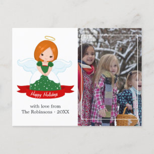 Cartão Postal De Festividades Família de Anjo Fofo Foto de Férias Felizes
