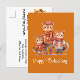 Cartão Postal De Festividades Família de Chipmunks Feliz Ação de Graças