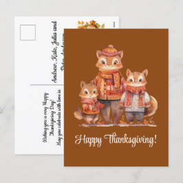 Cartão Postal De Festividades Família de Chipmunks Feliz Ação de Graças