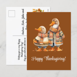 Cartão Postal De Festividades Família de Patos Feliz Ação de Graças