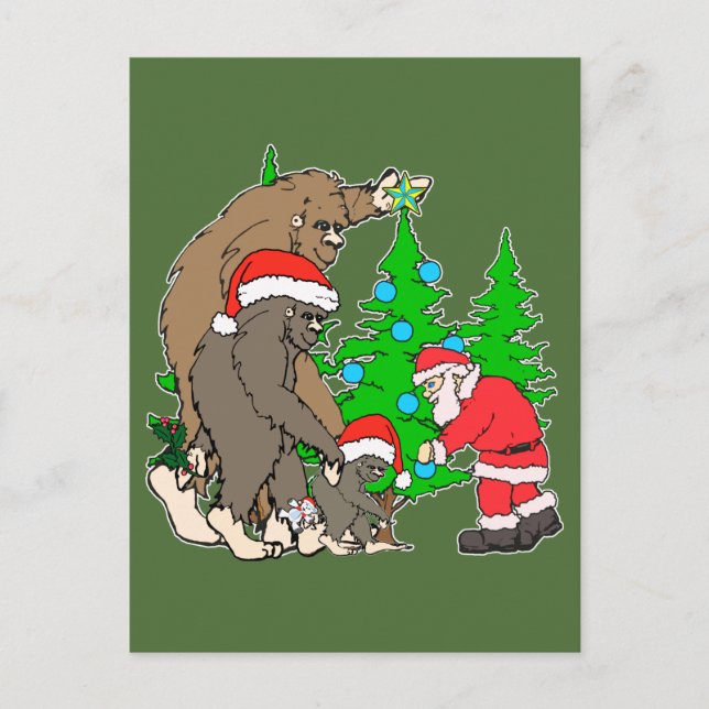 Cartão Postal De Festividades Família e papai noel de Bigfoot (Frente)