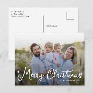 Cartão Postal De Festividades Família Elegante Sobreposição de Foto Chic Natal