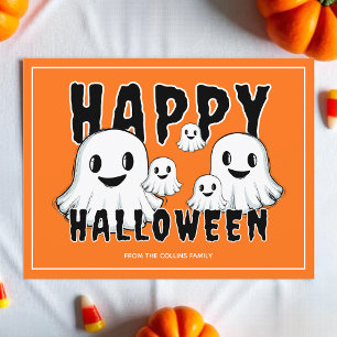 Cartão Postal De Festividades Família Fantasma Bonita, Feliz Dia das Bruxas de L