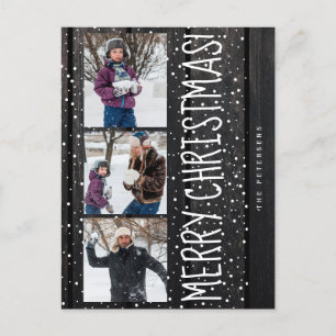 Cartão Postal De Festividades Família Feliz Natal 3 foto colagem russa