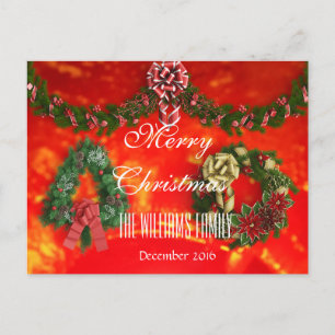 Cartão Postal De Festividades Família Feliz Natal Dezembro de 2016 Wreath Red